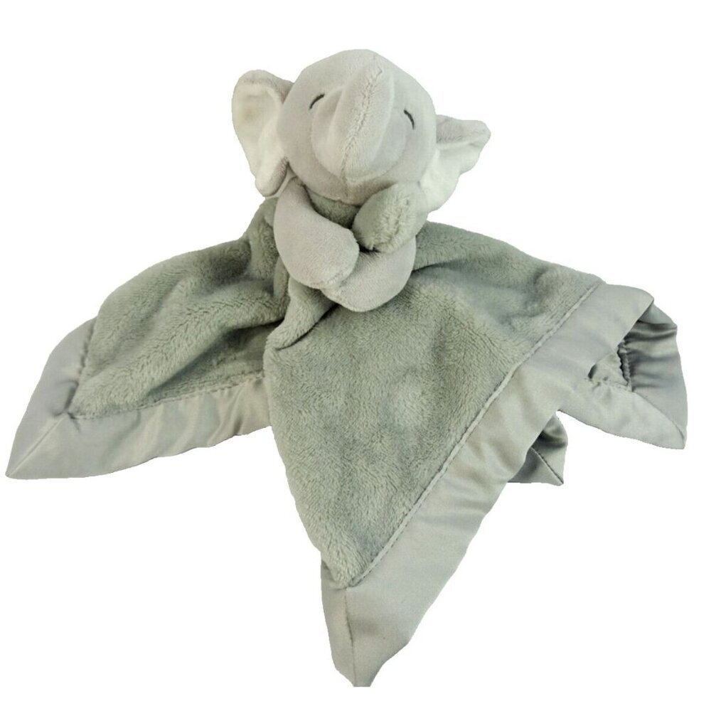 Elephant Gray Lovey Soft Security Blanket Plush Stuffed Animal Satin Edge